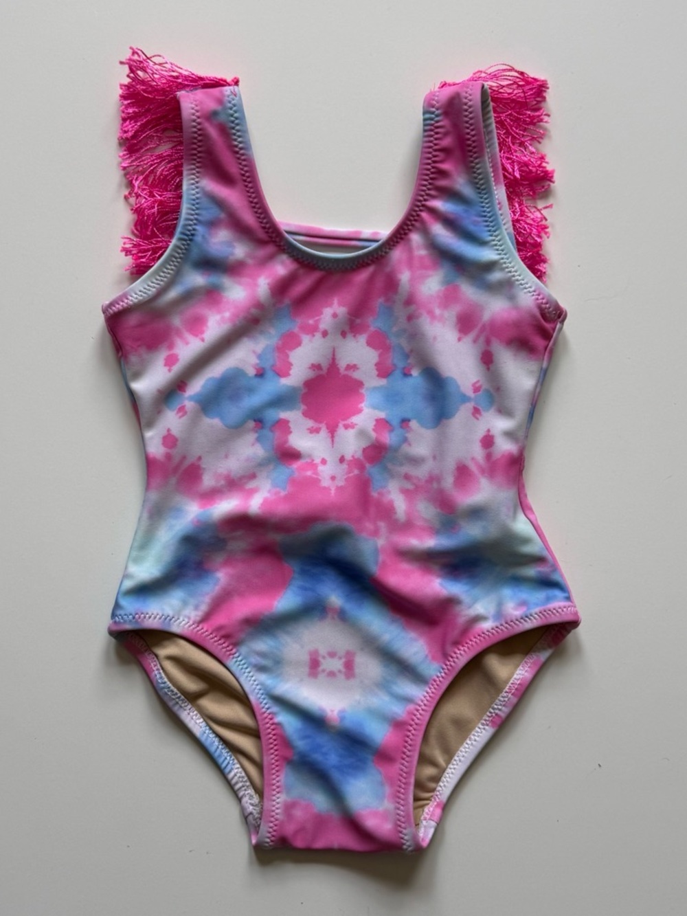 Shade Critters Girl’s One-Piece Fringe Back Swimsuit, Cotton Candy - Size 6-12M